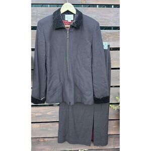 Vtg 90's Express Pencil Skirt Animal Print Skirt Suit Size 5/6 Petite